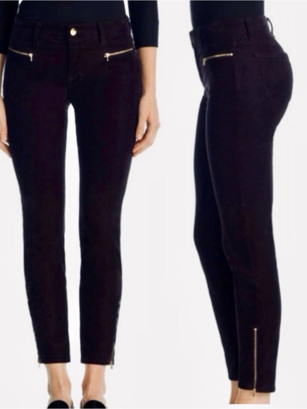 J BRAND Iselin Corduroy Black Jeans Cords Pants w Ankle Zipper